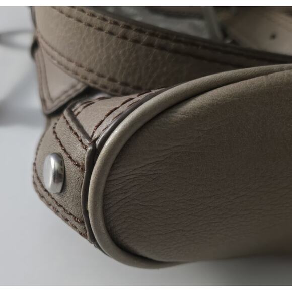 FOSSIL Brown Taupe Crossbody Bag Adjustable Strap Leather Accents - Picture 7 of 13